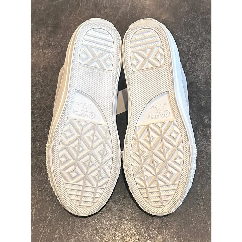 Size 3 Converse All Star Gold Metallic Egret Gray Leather Low Sneaker 363092C